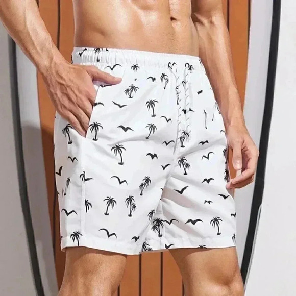 White Mens Swim Shorts - Picture 4 of 6